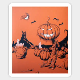 Evil Pumpkin Vintage Halloween Sticker